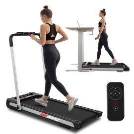 Fyc Under Desk Treadmill - 2 In 1 Folding Treadmill For Home 35 Hp, Foldable Treadmill Compact Electric Treadmill Remote Control Led Display Walking Running Jogging For Home Office