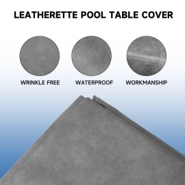 GSE Billiard Pool Table Covers, 7'/8'/9' Heavy Duty Leatherette Pool Table Covers, Waterproof & Tearproof Cover for Pool Table (Several Colors Available, Grey - 7ft)