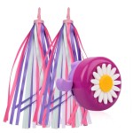 U-Lian Kids Purple Streamers And Bike Bell For Girls-1 Pack Flower Bicycle Bell With 2 Pack Handlebar Streamers Scooter Tassels For Children'S Bike Accessories
