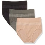 Warners Womens Blissful Benefits By Warners Seamless Brief Panty 3 Pack Underwear, Stonetoasted Almondblack, Large Us