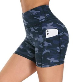 Hltpro Spandex Biker Shorts For Women With Pockets, High Waisted Workout Gym Yoga Shorts