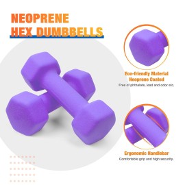 Set of 2 Neoprene Dumbbell Hand Weights, Anti-slip, Anti-roll, Green (Neoprene Dumbbells)