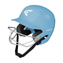 EASTON ALPHA Softball Batting Helmet, w/Softball Mask, TBall/Small, Carolina Blue
