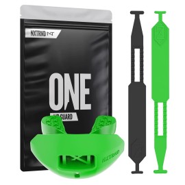 Nxtrnd One Football Mouth Guard, Breathable Mouthpiece, 2 Straps Included, Fits Adult & Youth (Green)