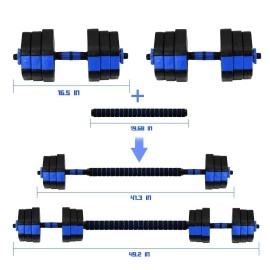 VIVITORY Dumbbell Sets Adjustable Weights, Free Weights Dumbbells Set with Connector, Non-Rolling Adjustable Dumbbell Set, Blue Weights Set for Home Gym, 22 to 66 Lbs, Hexagon, Cement Mixture