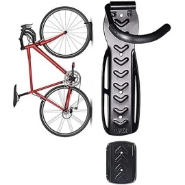 Dirza Bike Wall Mount Rack With Tire Tray - Vertical Bike Storage Rack For Indoor,Garage,Shed - Easy To Install - Great For Hanging Road,Mountain Or Hybrid Bikes - Screws Included - 1 Pack