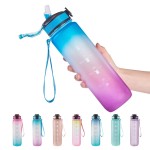 Eyq 32 Oz Water Bottle With Times Marker Carry Strap Leak-Proof Tritan Bpa-Free Ensure You Drink Enough Water For Fitness Gym Camping Outdoor Sports (Greenpurple Gradient)