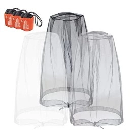 Anvin Mosquito Head Mesh Nets Gnat Face Netting For No See Ums Insects Bugs Gnats Biting Midges From Any Outdoor Activities, Works Over Most Hats Comes With Free Stock Pouches (3Pcs, Greyblackwhite)