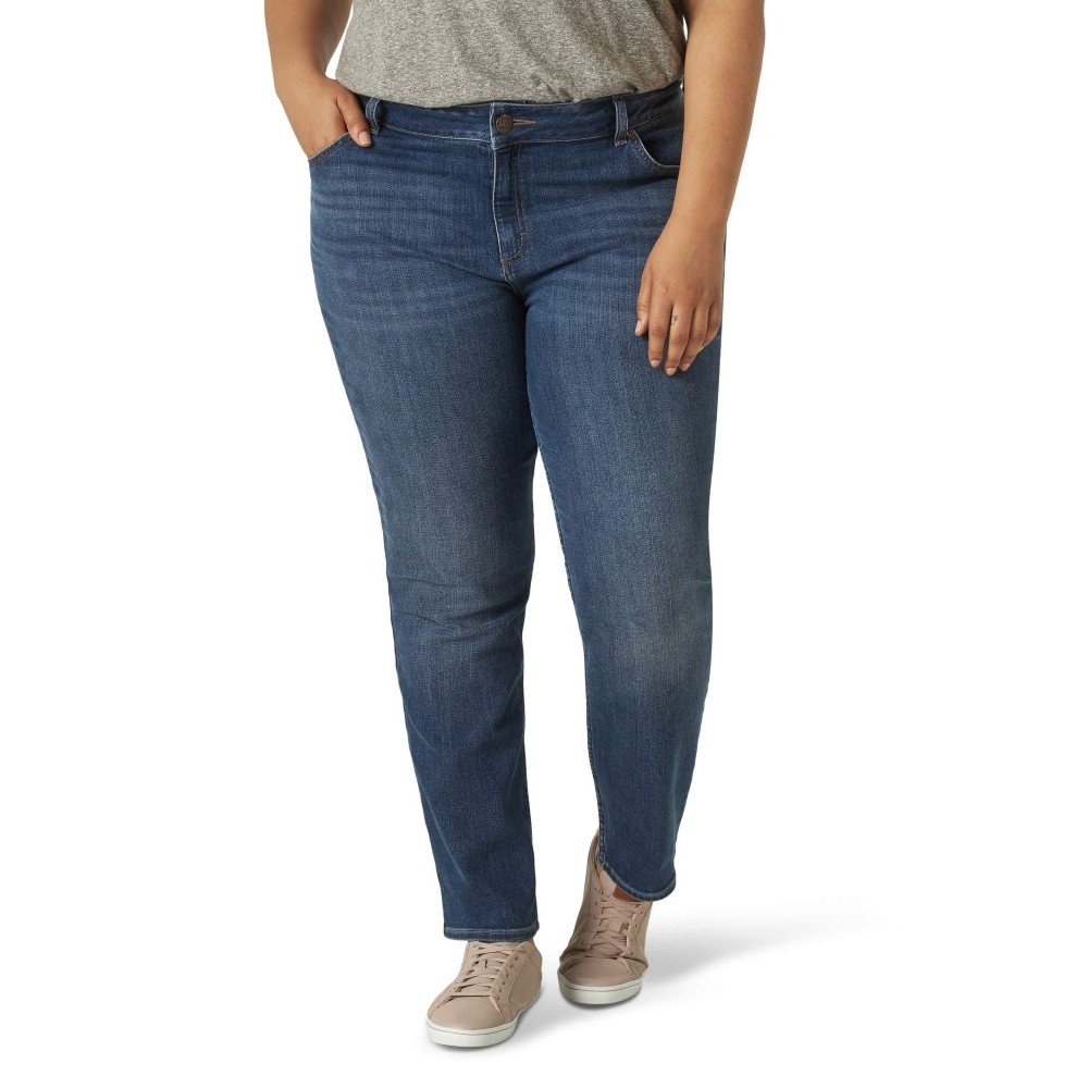 Lee Womens Size Regular Fit Straight Leg Jean, Seattle, 24 Plus Long