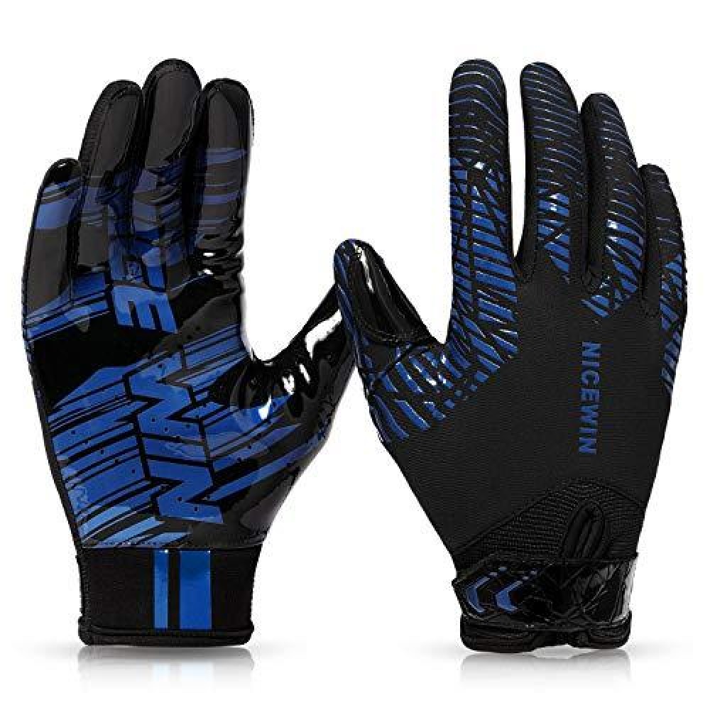 Nicewin Football Gloves Adult Football Receiver Gloves For Men And Women Blue1-Small-Adult