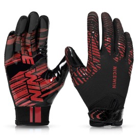 Nicewin Football Gloves Adult Football Receiver Gloves For Men And Women Red1-Xlarge-Adult