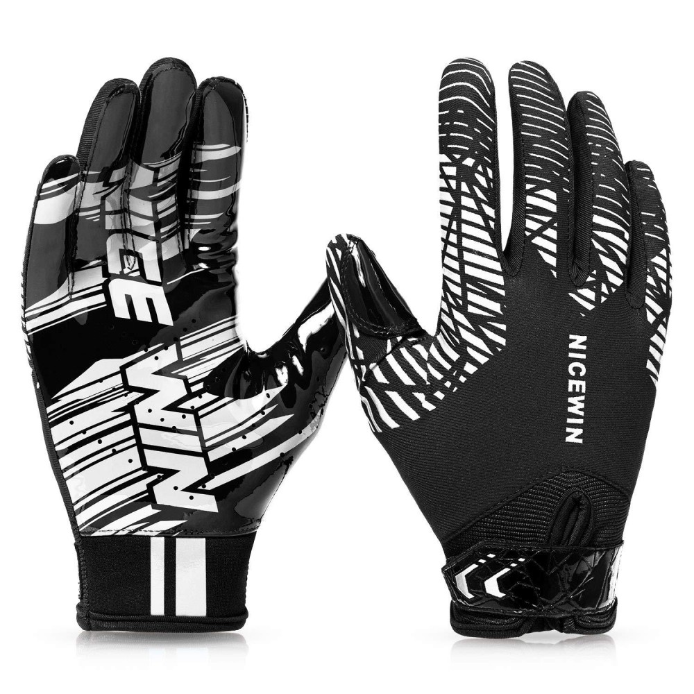 Nicewin Football Gloves Adult Football Receiver Gloves For Men And Women White-Small-Adult