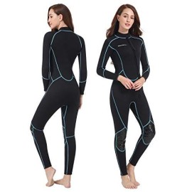 Mens 3Mm Shorty Wetsuit Womens, Neoprene Full Body Diving Suit Front Zip Diving Wetsuit Snorkeling Surfing (Women'S Fullsuit, X-Small)
