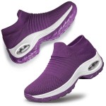 Womens Tennis Shoes Lightweight - Walking Shoes Slip On Mesh Air Cushion Athletic Shoes Work Driving Comfortable Running Shoes Purple 5