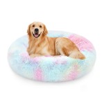 Noyal Calming Dog Bed Donut Anti Anxiety Fluffy Dog Bed For Small Medium Dog And Cat