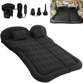Saygogo Suv Air Mattress Camping Bed Cushion Pillow Inflatable Thickened Car Air Bed Mattress With Electric Air Pump Portable Sleeping Pad For Travel Camping Upgraded Version Black