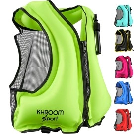 Khroom Inflatable Snorkel Vest Adults And Teenagers 60-75 90 Lbs-240 Lbs Weighs Only 400 Grams Buoyancy Jacket For Snorkeling And Sup - Snorkel Jacket, Buoyancy Aid, Buoyancy Vest (Yellow)
