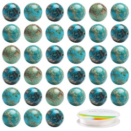 100 Pcs Gemstone Round Loose Beads With Free Elastic String, Natural 8Mm Healing Imperial Jasper With Stretch Cord For Jewelry Making
