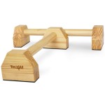 Yes4All 20 Inches Wooden Push Up Stand, Parallel Bars, Parallettes With Rubber Feet, Supports Calisthenics Exercises And Upper Body Strength Workouts - Natural Wood