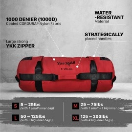 Yes4All Workout Sandbags, Heavy Duty Sandbags For Fitness, Conditioning, Mma & Combat Sports - Red - S