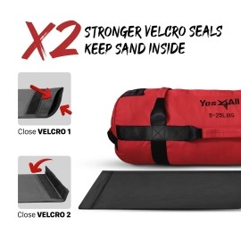 Yes4All Workout Sandbags, Heavy Duty Sandbags For Fitness, Conditioning, Mma & Combat Sports - Red - S