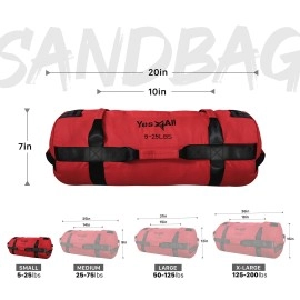 Yes4All Workout Sandbags, Heavy Duty Sandbags For Fitness, Conditioning, Mma & Combat Sports - Red - S