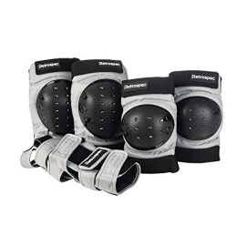 Retrospec Adult/Youth/Child Knee Pads Elbow Pads And Wrist Guards Protective Gear For Skateboarding Roller Skate Bmx And Scooter Multi Sport Pad Set, Gray, Child (3-9 Years)