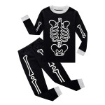 Family Feeling Skeleton Halloween Pajamas Big Boys Girls Glow In The Dark Skeleton Long Sleeve Kids Pjs Size 12