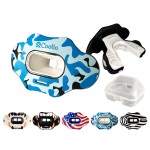 Coollo Sports Lip Guard Mouthguard Maxx/Might Football And High Impact Sports Lip Protector For Adults & Youth (Strap Included) (Blue Camo -(Two Layers), With Case (Adult 8+))