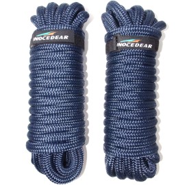 INNOCEDEAR 2 Pack Premium Navy Blue Dock Lines - 15' / 25'/35' with Eyelet.Double Braided Nylon Dock Line/Mooring Lines.Hi-Performance Marine Boats Ropes