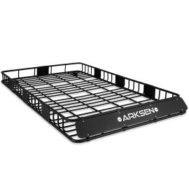 Arksen 84 X 50 Inch Universal 150Lb Heavy Duty Roof Rack Cargo With Extension Car Top Luggage Holder Carrier Basket For Suv Truck & Car Steel Construction