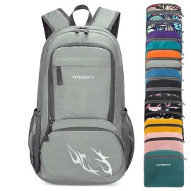 Fengdong 35L Lightweight Foldable Waterproof Packable Travel Hiking Backpack Daypack For Men Women Grey