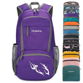 Fengdong 35L Lightweight Foldable Waterproof Packable Travel Hiking Backpack Daypack For Men Women Purple