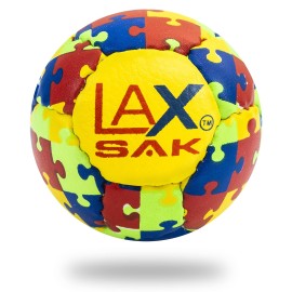 Lax Sak Soft Practice Lacrosse Balls - Same Weight & Size As A Regulation Lacrosse Balls, Great For Indoor & Outdoor Practices, Less Bounce & Minimal Rebounds - Puzzle, 1 Pack