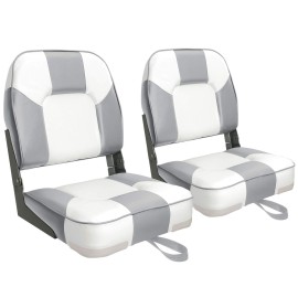 Leader Accessories A Pair Of New Low Back Folding Boat Seat(2 Seats) (D-Whitegrey)