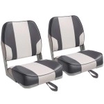 Leader Accessories A Pair Of New Low Back Folding Boat Seat(2 Seats) (C-Whitecharcoal)