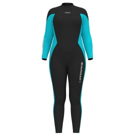 Hevto Wetsuits Women Plus Size 3Mm Neoprene Full Scuba Diving Suits Surfing Swimming Long Sleeve Keep Warm Back Zip For Water Sports (P10-Blue, S1)