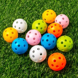 Thiodoon Practice Golf Training Balls Limited Flight 40Mm Hollow Plastic Colored Airflow Golf Balls For Swing Practice Driving Range Home Use Indoor 12 Pack (Mixed Color,12 Pcs)