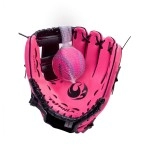 Phinix 9 Baseball Glove Tee Ball Mitts And Foam Ball For Kids Beginner Play Training Right Hand Throw Pink