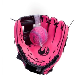 Phinix 9 Baseball Glove Tee Ball Mitts And Foam Ball For Kids Beginner Play Training Right Hand Throw Pink