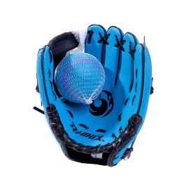 Phinix 10 Baseball Glove Tee Ball Mitts And Foam Ball For Kids Beginner Play Training Right Hand Throw Blue