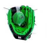 Phinix 9 Baseball Glove Tee Ball Mitts And Foam Ball For Kids Beginner Play Training Right Hand Throw Green