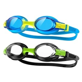 Findway Kids Swim Goggles, 2 Pack Kids Swimming Goggles Anti-Fog No Leaking Girls Boys For Age 3-14