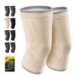 Cambivo 2 Pack Knee Brace, Knee Compression Sleeve For Men And Women, Knee Support For Running, Workout, Gym, Hiking, Sports (Beige,Medium)