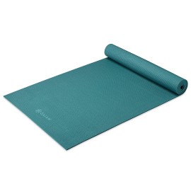 Gaiam Yoga Mat Premium Solid Color Non Slip Exercise & Fitness Mat For All Types Of Yoga, Pilates & Floor Workouts, Teal Current, 5Mm