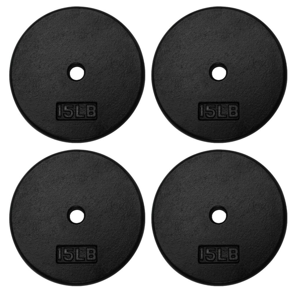 A2Zcare Standard Cast Iron Weight Plates 1-Inch Center-Hole For Adjustable Dumbbells, Standard Barbell 125, 25, 5, 75, 10, 15, 20 (Single, Pair And Four) (15 Lbs - Set Of 4)