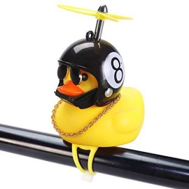 Wonuu Rubber Duck Toy Car Ornaments Yellow Duck Car Dashboard Decorations Squeeze Duck Bicycle Horns With Propeller Helmet