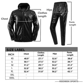 REEDBEEK Professional Anti-Rip Sauna Suit Weight Loss Sweat Suit with Hood Boxing MMA Training Gym Jacket Top and Pant Workout Full-Zip Suits for Men and Women