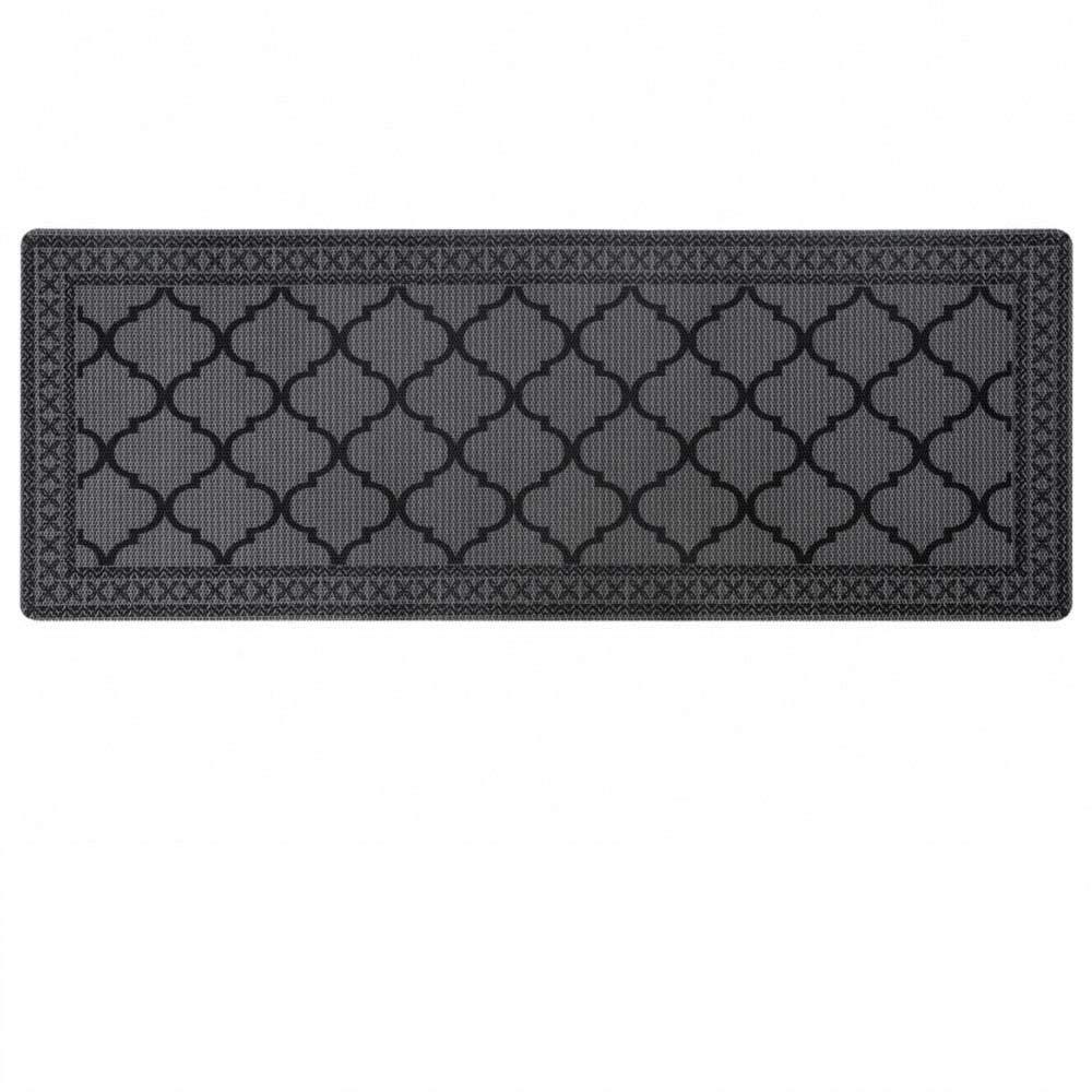 Carvapet Moroccan Trellis Non-Slip Doormat Durable Honeycomb Texture Kitchen Rug Runner Carpet, Indoor Outdoor, Easy Clean, Low-Pile Mats For Entry, Garage, Patio, High Traffic Areas, 18X47, Grey