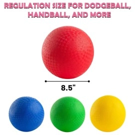 New Bounce Dodgeball Balls - (Heavy Duty - 400 Gram) Set of 4 PG8 Dodge-Ball Balls for Kids and Adults, 8.5 Inch Official Size for Dodgeball and Handball - Perfect for Camps and Schools